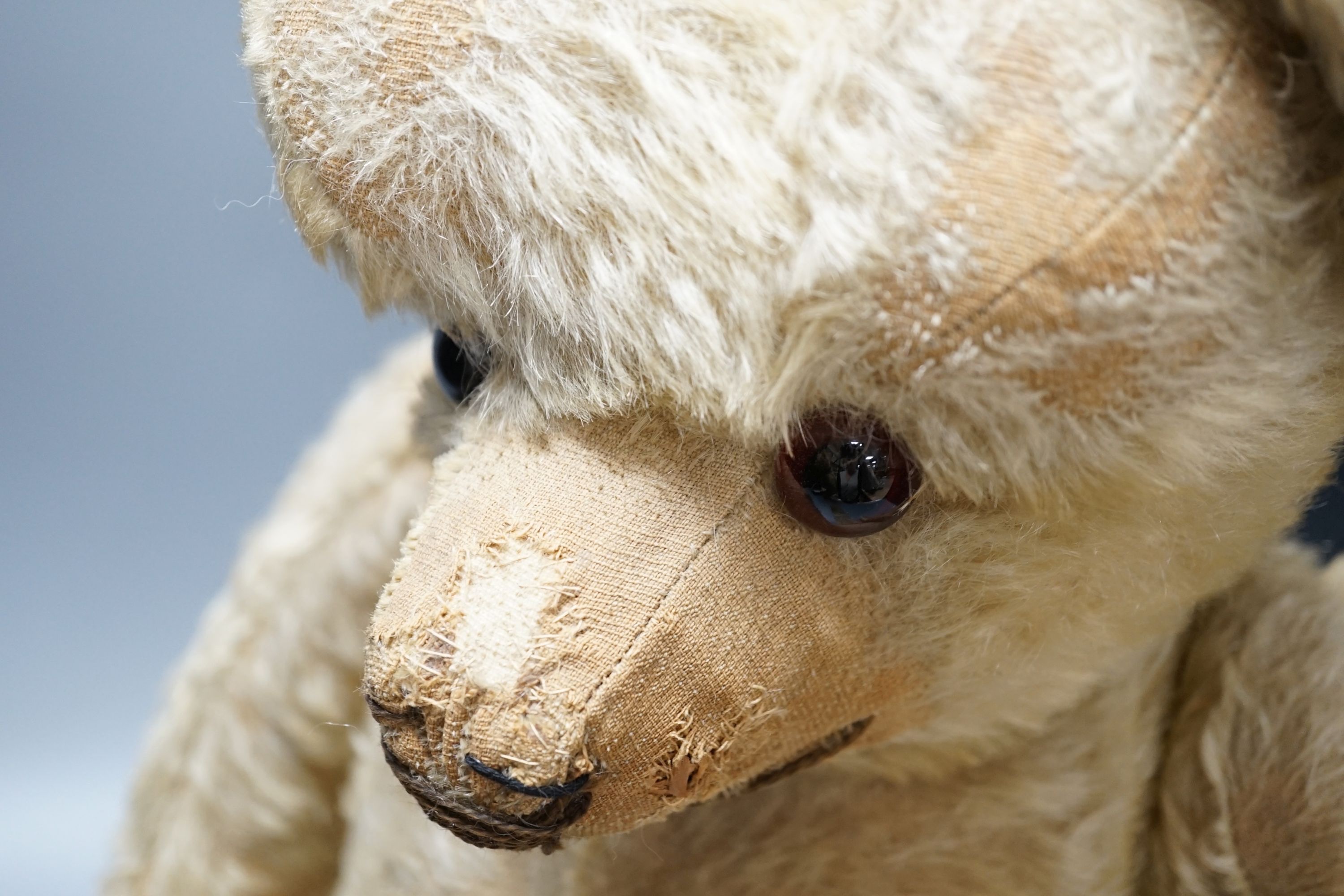 A large 1920's Chad Valley Teddy bear, 75cm, together with another 1920's Chad Valley Teddy bear, play-worn